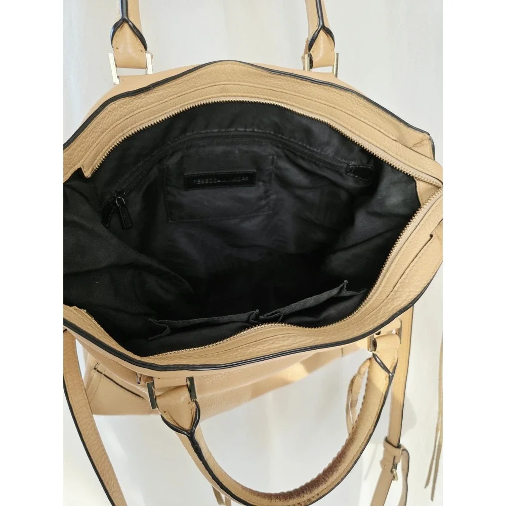 Rebecca Minkoff Regan Learher Shoulder Bag Crossbody Almond Brown Tan Minimalist